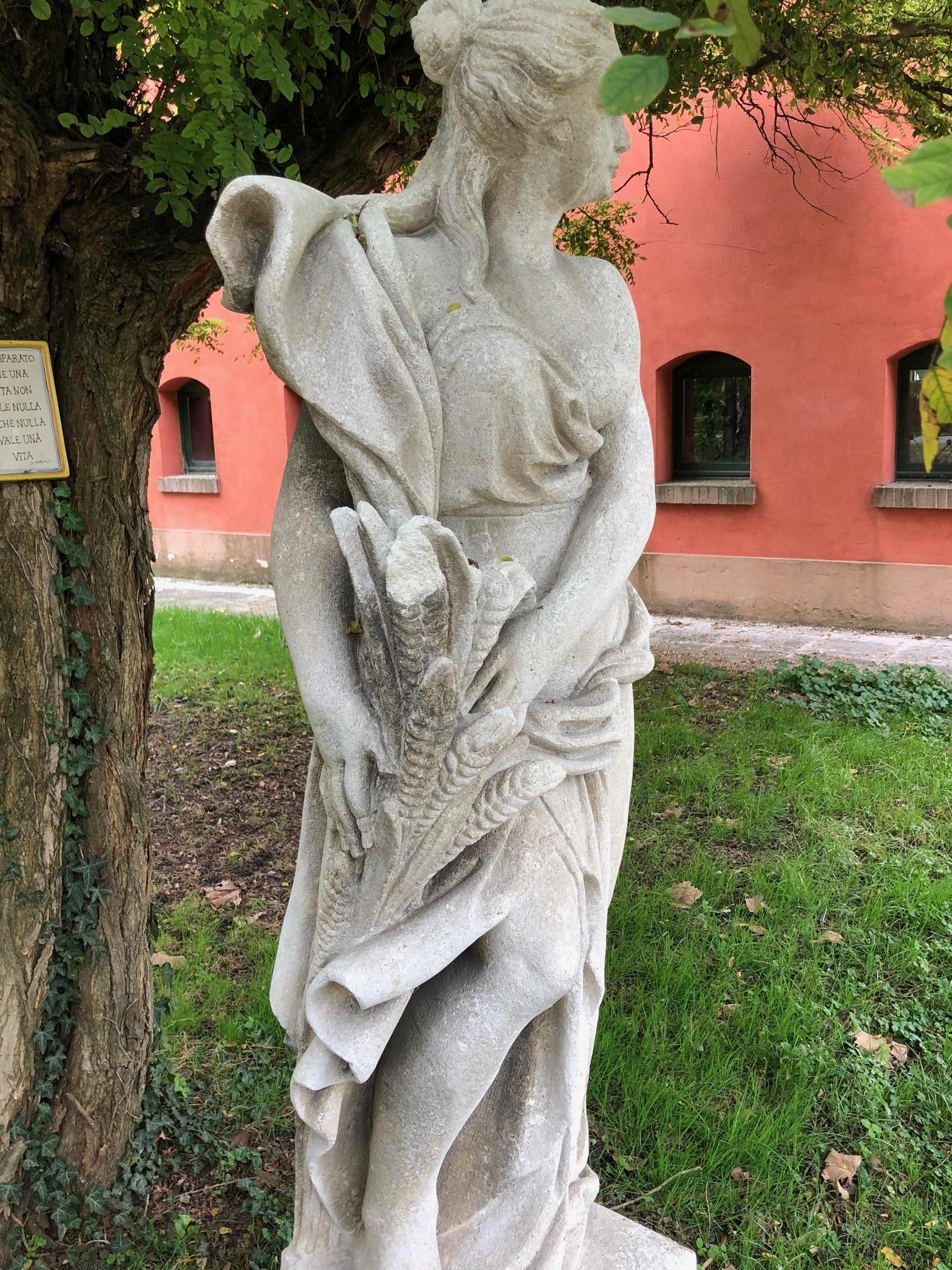 Early 20th Century 20th Century Stone Statue of Vicenza Depicting the Allegory of the Summer For Sale