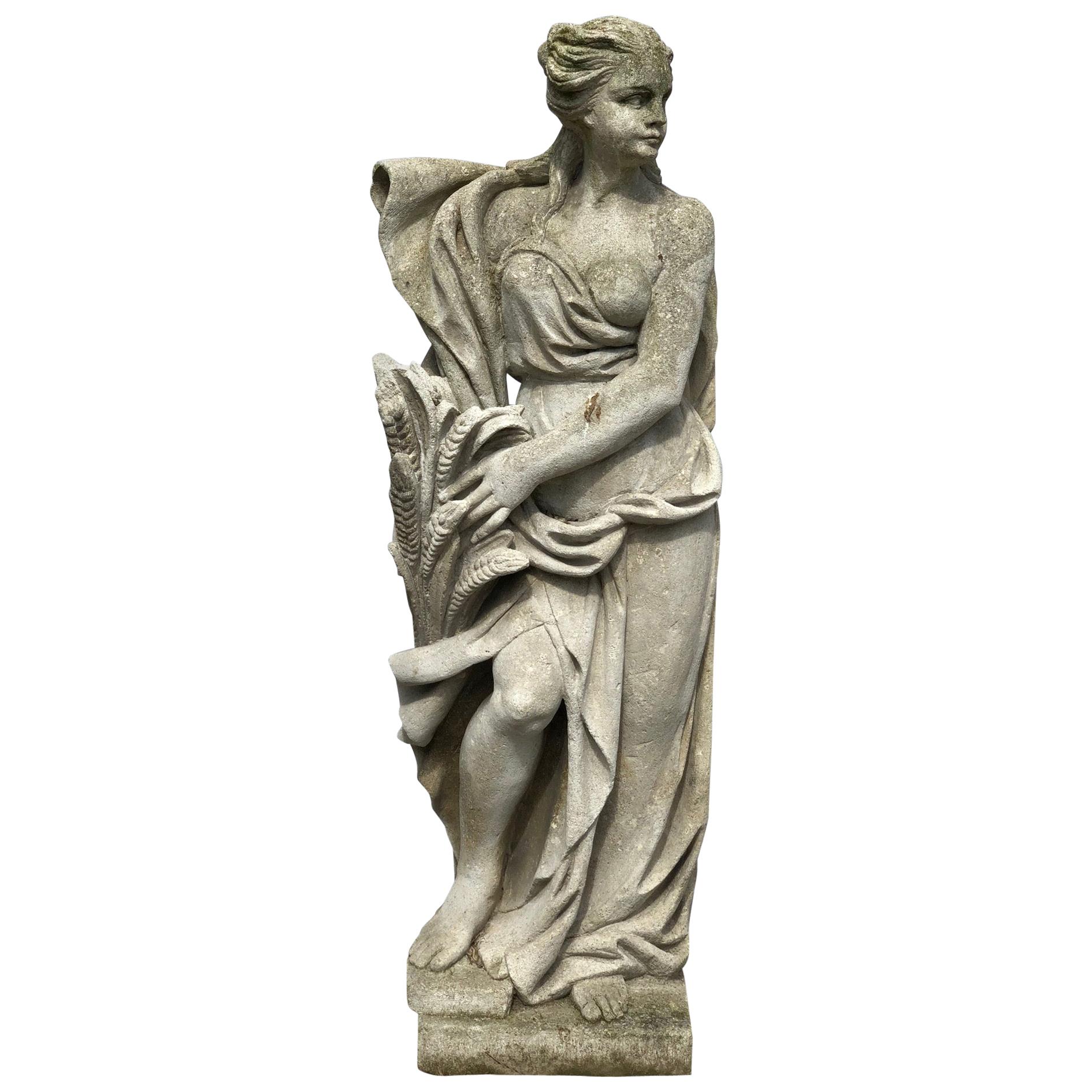 20th Century Stone Statue of Vicenza Depicting the Allegory of the Summer For Sale