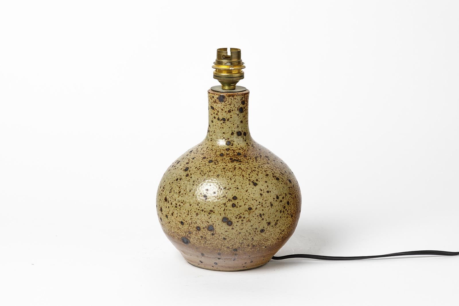 French 20th Century Stoneware Ceramic Table Lamp by La Borne Potters 1970 Design For Sale