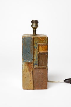 20th century stoneware colored ceramic table lamp by Claude Gaget La Borne 1975