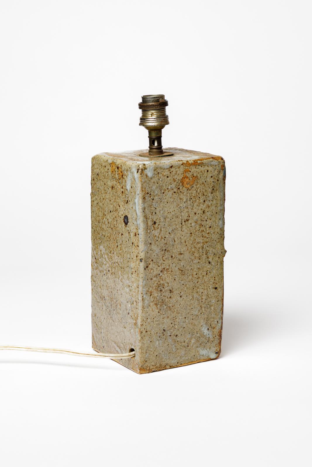 French 20th century stoneware colored ceramic table lamp by Claude Gaget La Borne 1975 For Sale