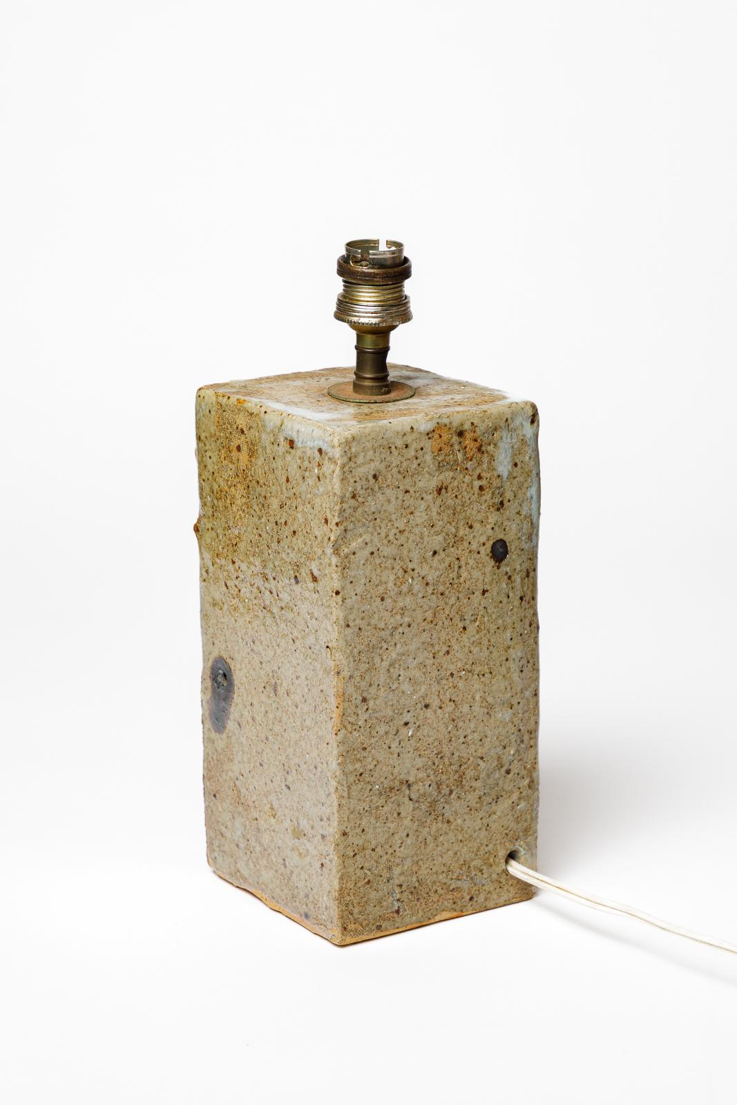 20th century stoneware colored ceramic table lamp by Claude Gaget La Borne 1975 In Excellent Condition For Sale In Neuilly-en- sancerre, FR
