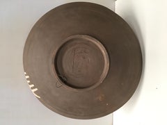 20th Century Stoneware Matte Dish with Ornamentals Relief Motifs