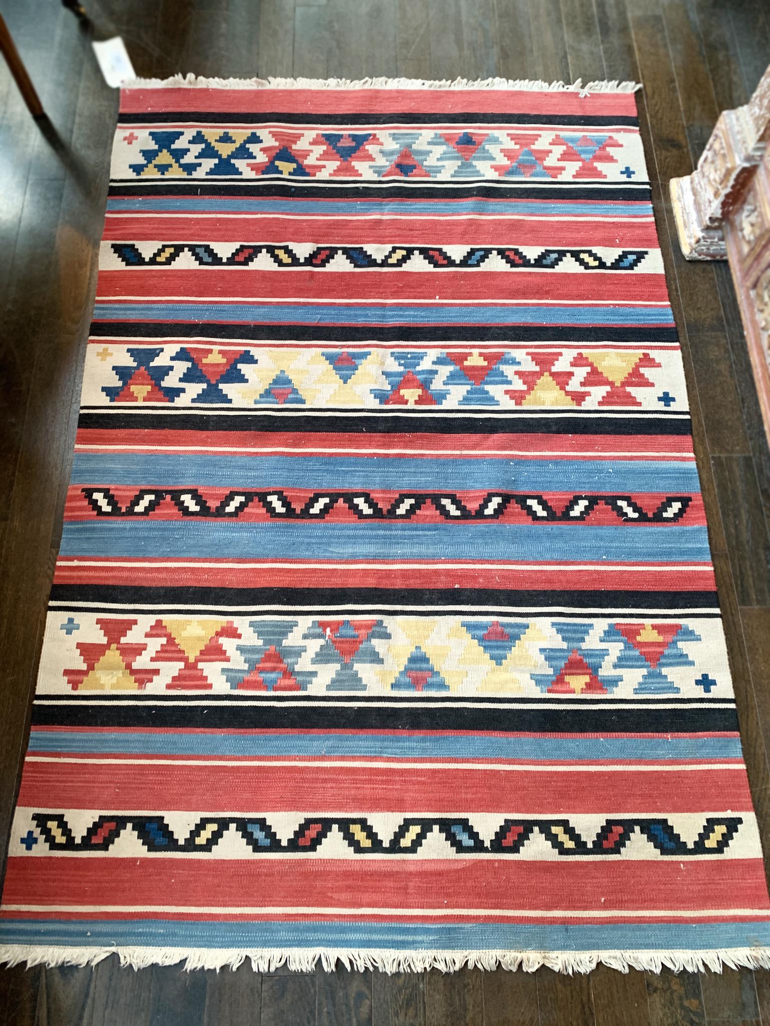 Hand-Woven 20th Century Striped Navajo Rug For Sale