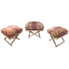 20th Century Striped Velvet Ottoman Bench 3 Available
