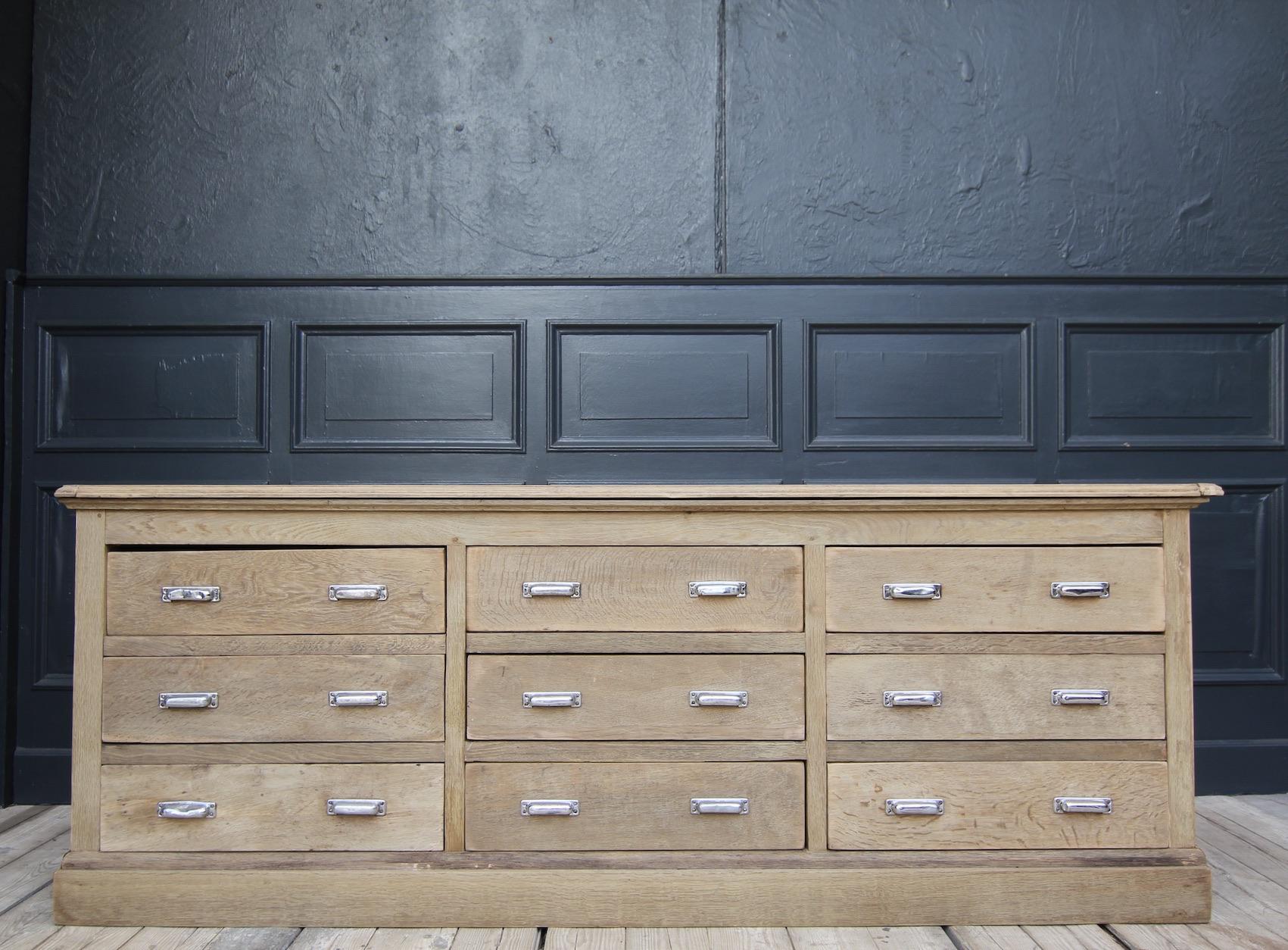 European 20th Century Stripped Oak Shop Counter with Drawers