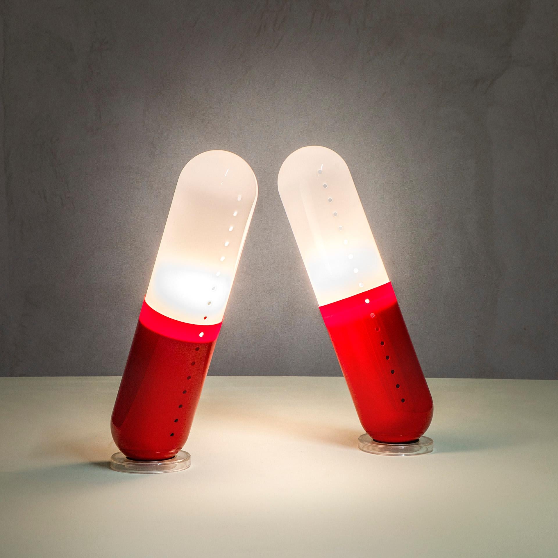 Mid-Century moderno 20th Century, Studio DA for Nai Pair of Table Lamp mod. Pillola in vendita