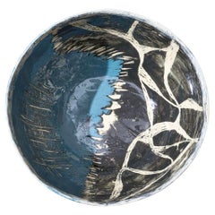 20th century Studio pottery bowl - Blue and Black