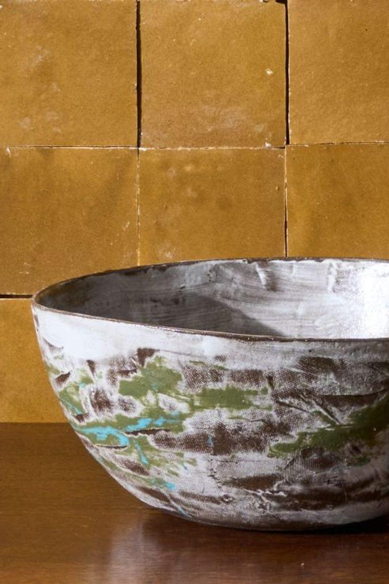 XX secolo Ciotola in Studio Pottery del 20th Century - Striscia blu in vendita
