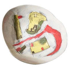 Vintage 20th Century studio pottery bowl - Wide abstract