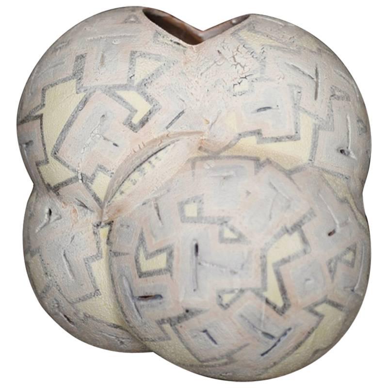 20th Century Studio Pottery Vase Geometric Pattern For Sale