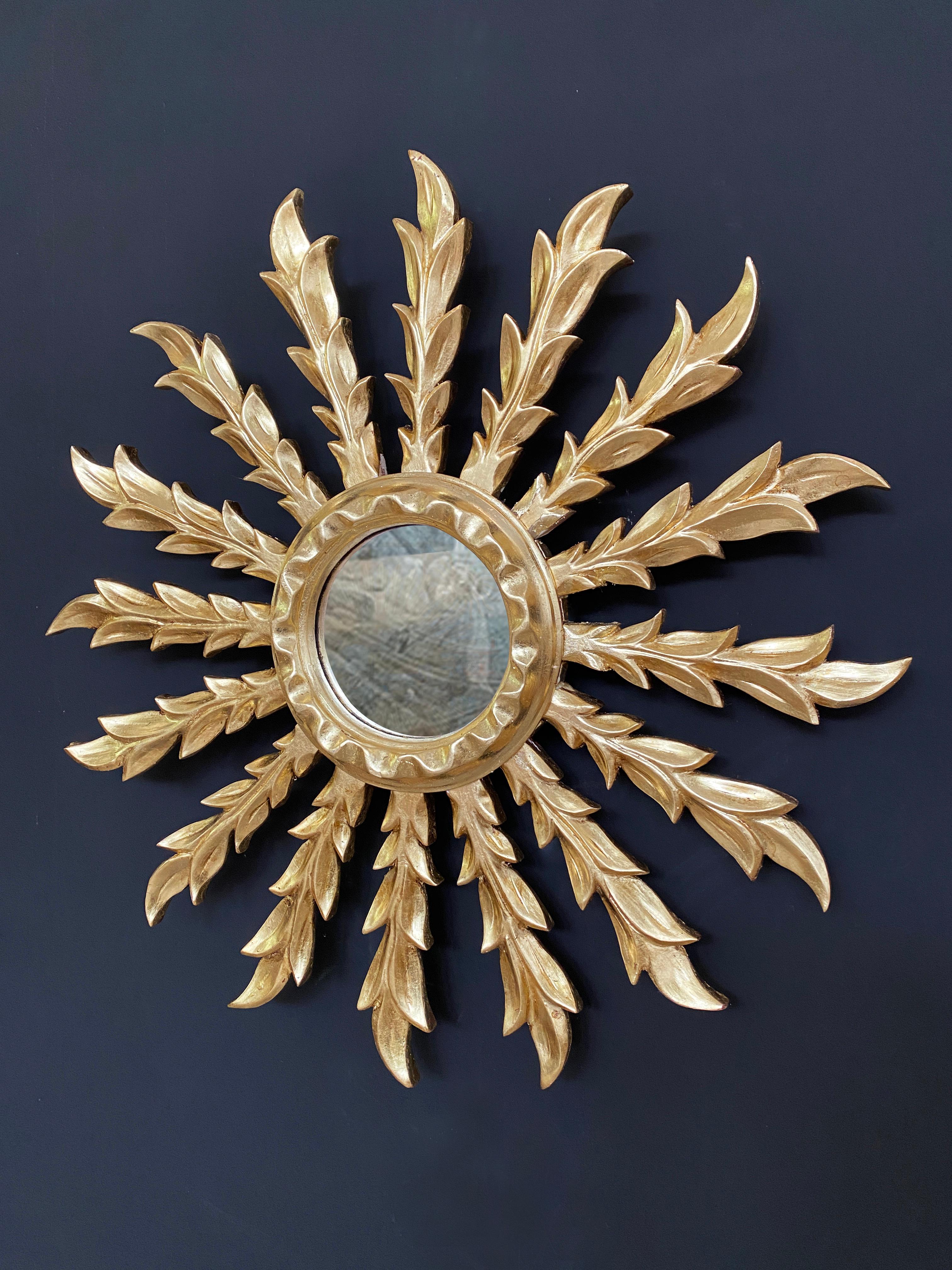 Espejo dorado sunburst del siglo XX en Bueno estado para la venta en LA CELLERA DE TER, ES