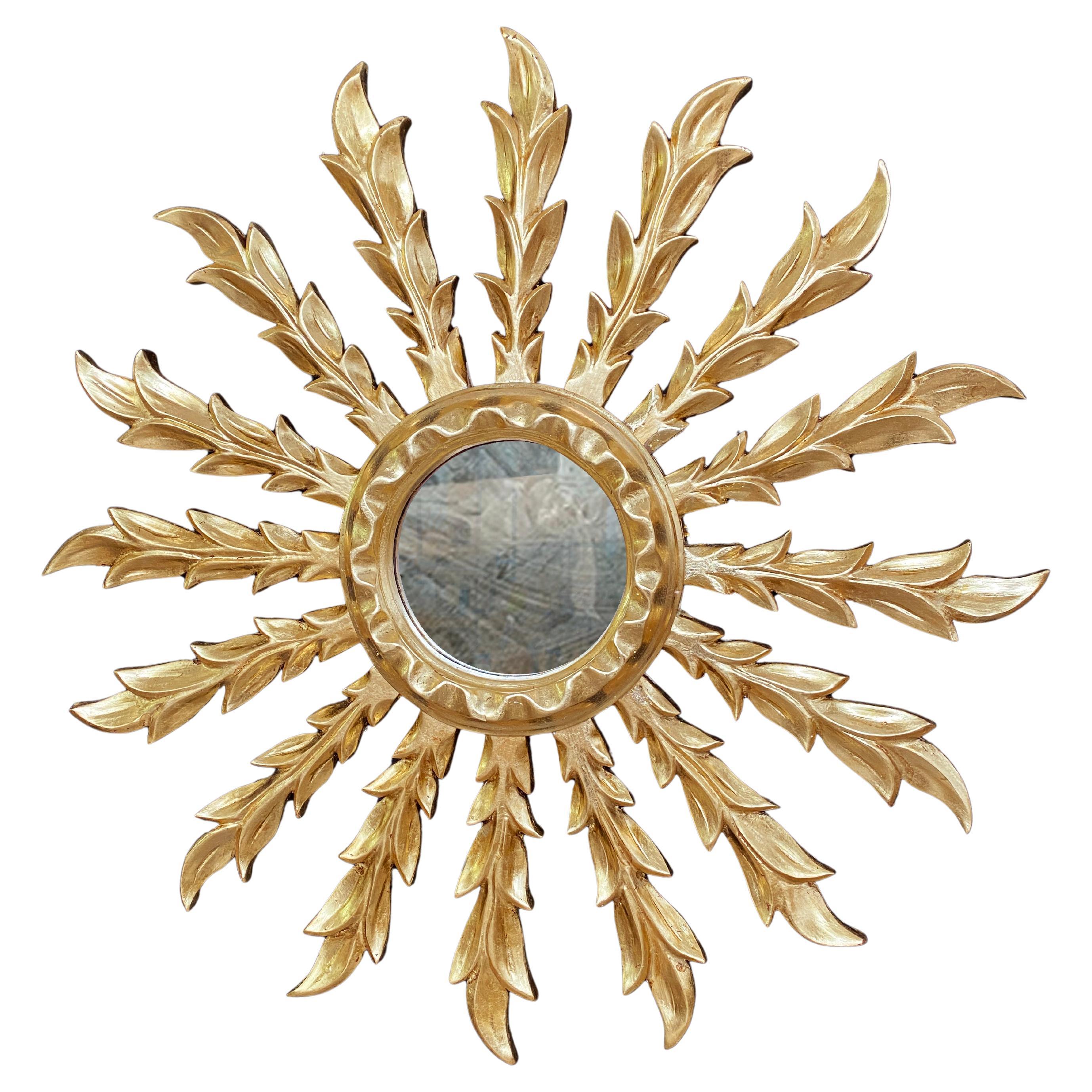 Espejo dorado sunburst del siglo XX en venta