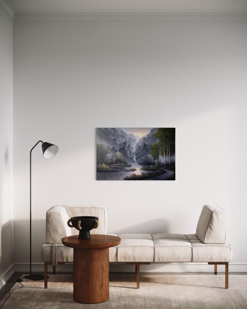 Moderno 20°. Pittura di paesaggio surrealista del secolo in vendita