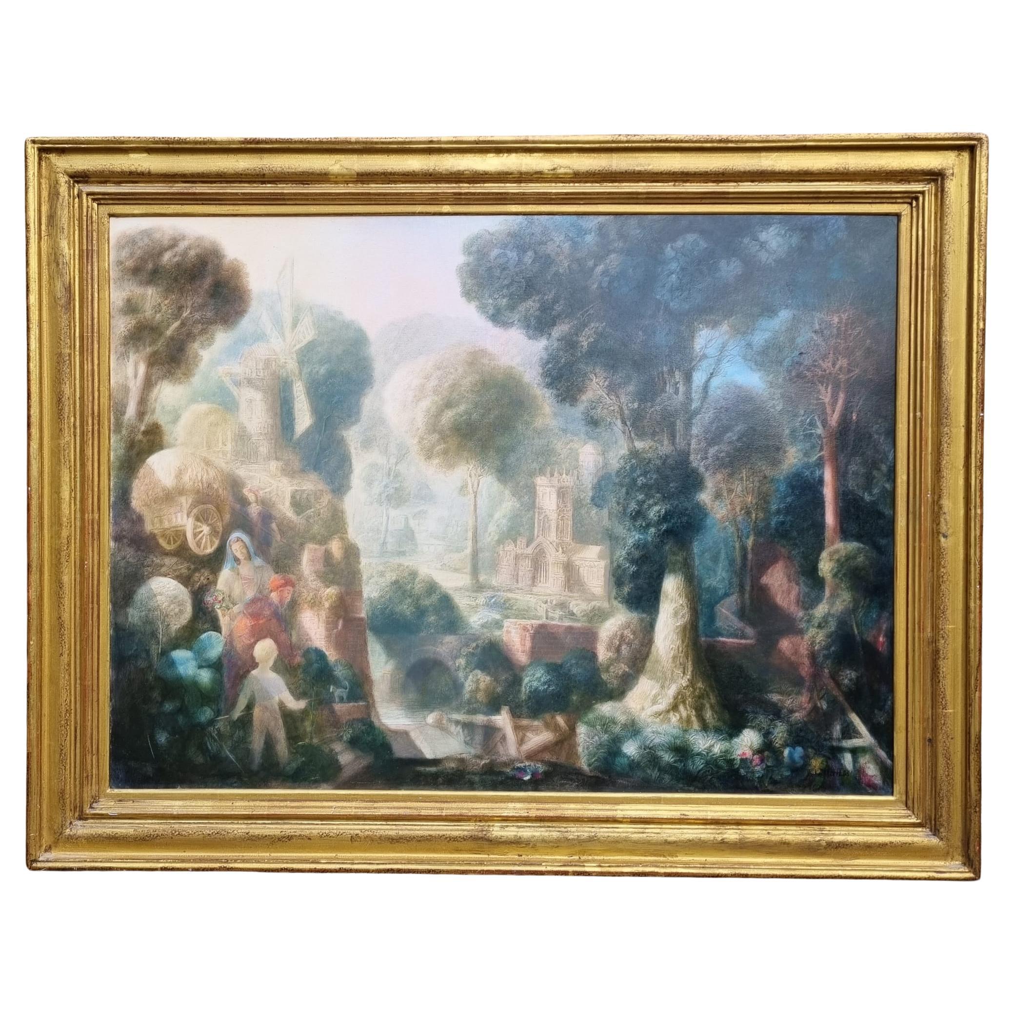 20th Century Surrealist Painting By Harold Hitchcock - Oil on Board
