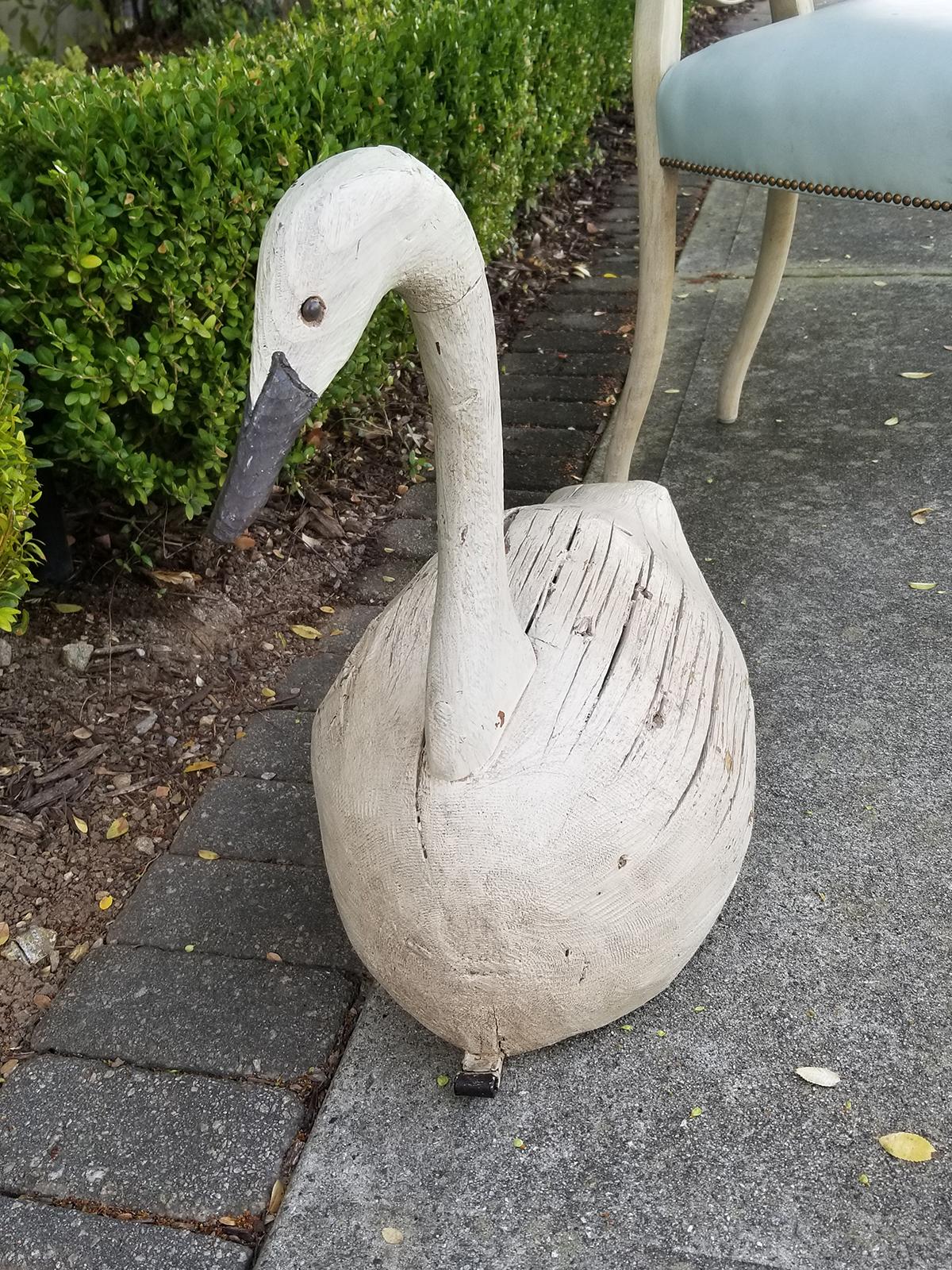 Painted 20th Century Swan Decoy, Signed F&S