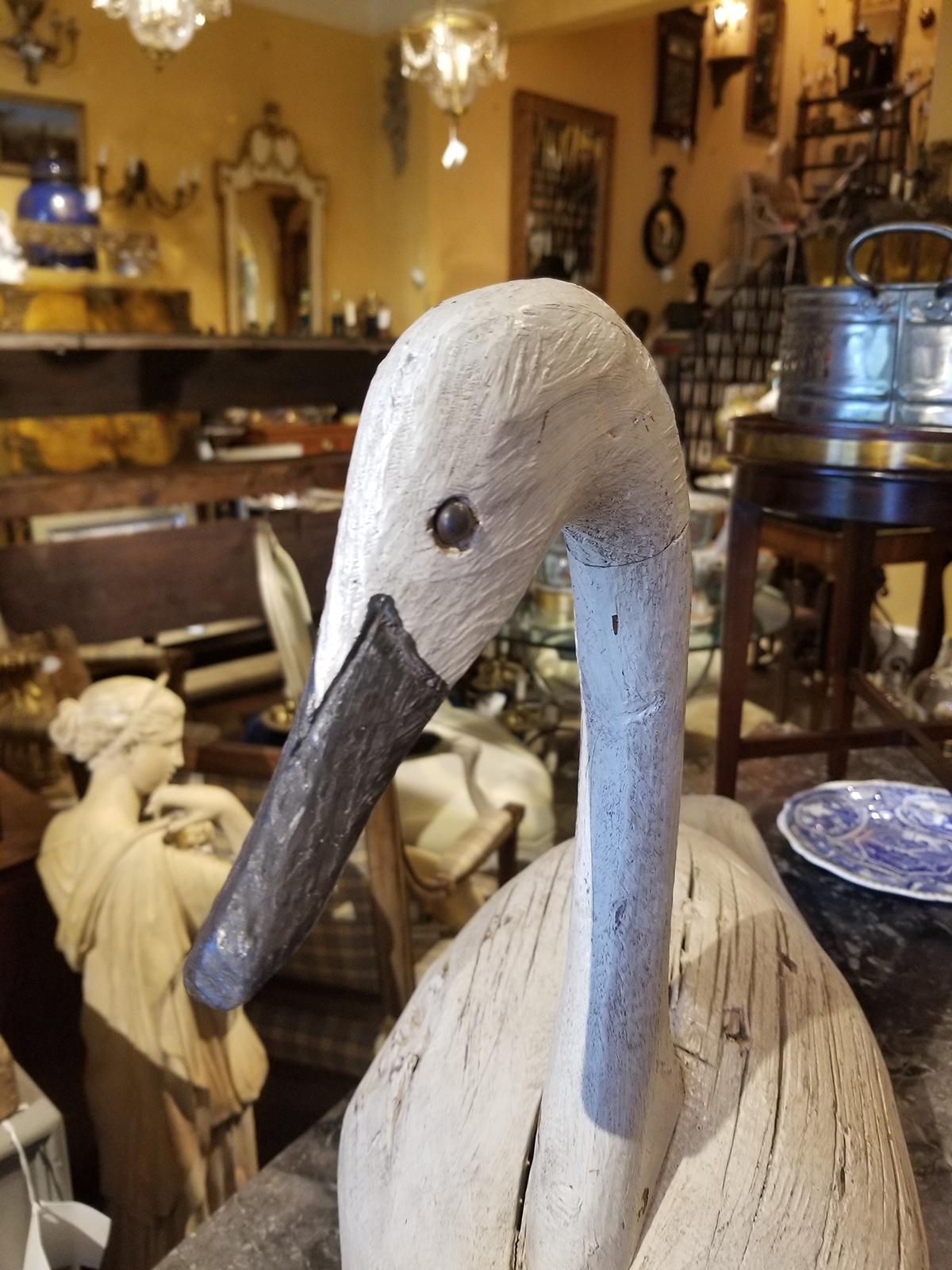 Wood 20th Century Swan Decoy, Signed F&S