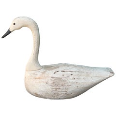 Vintage 20th Century Swan Decoy, Signed F&S