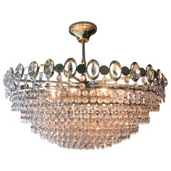 20th Century Swarovski Gilded Brass and Glass Chandelier, 1960s