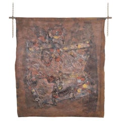 20th Century Swedish Abstract Mixed Media Canvas by Valter Gibson