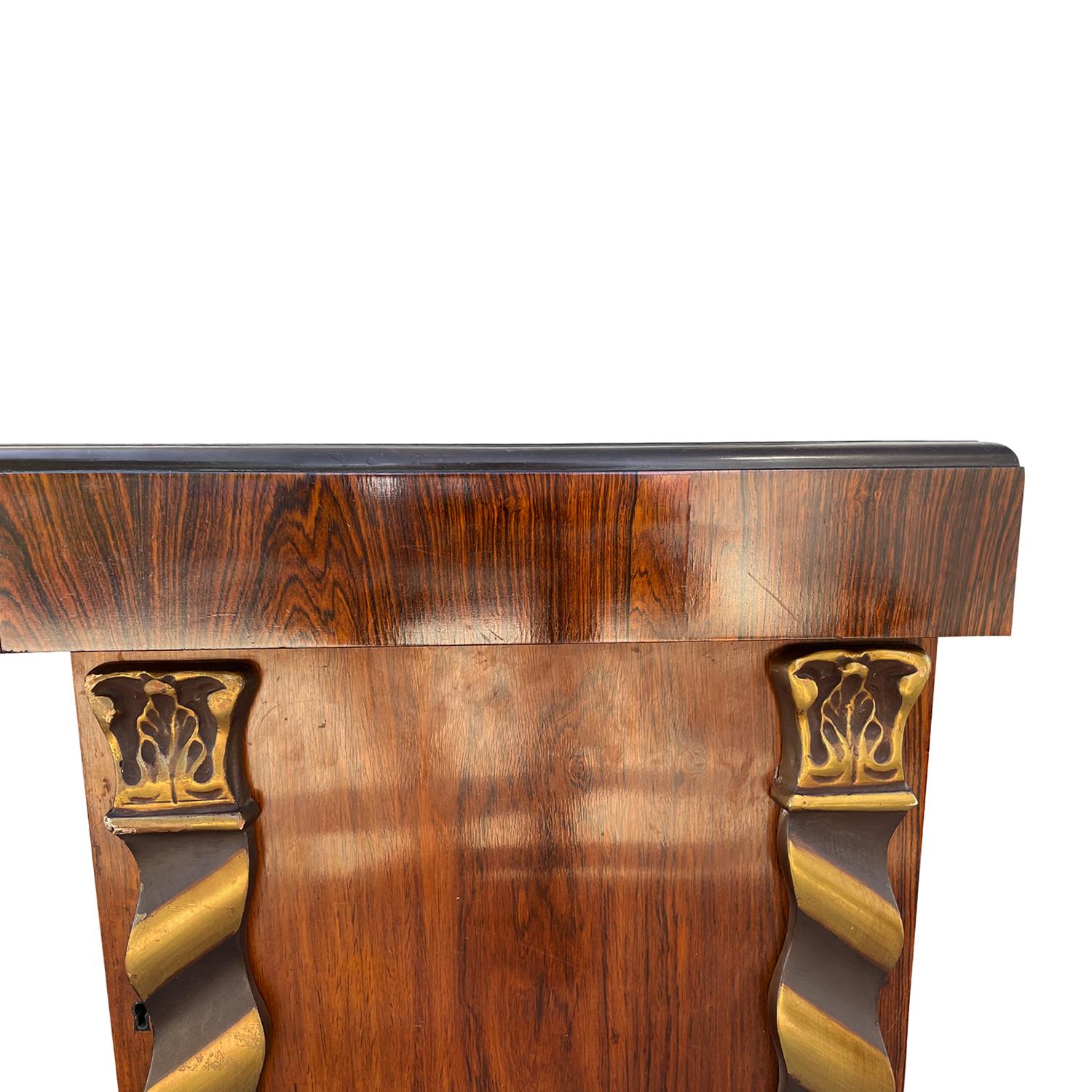 Schwedischer Art-Déco-Schreibtisch aus Jacaranda-Holz des 20. Jahrhunderts – Vintage-Schreibtisch aus Bronze im Angebot 10