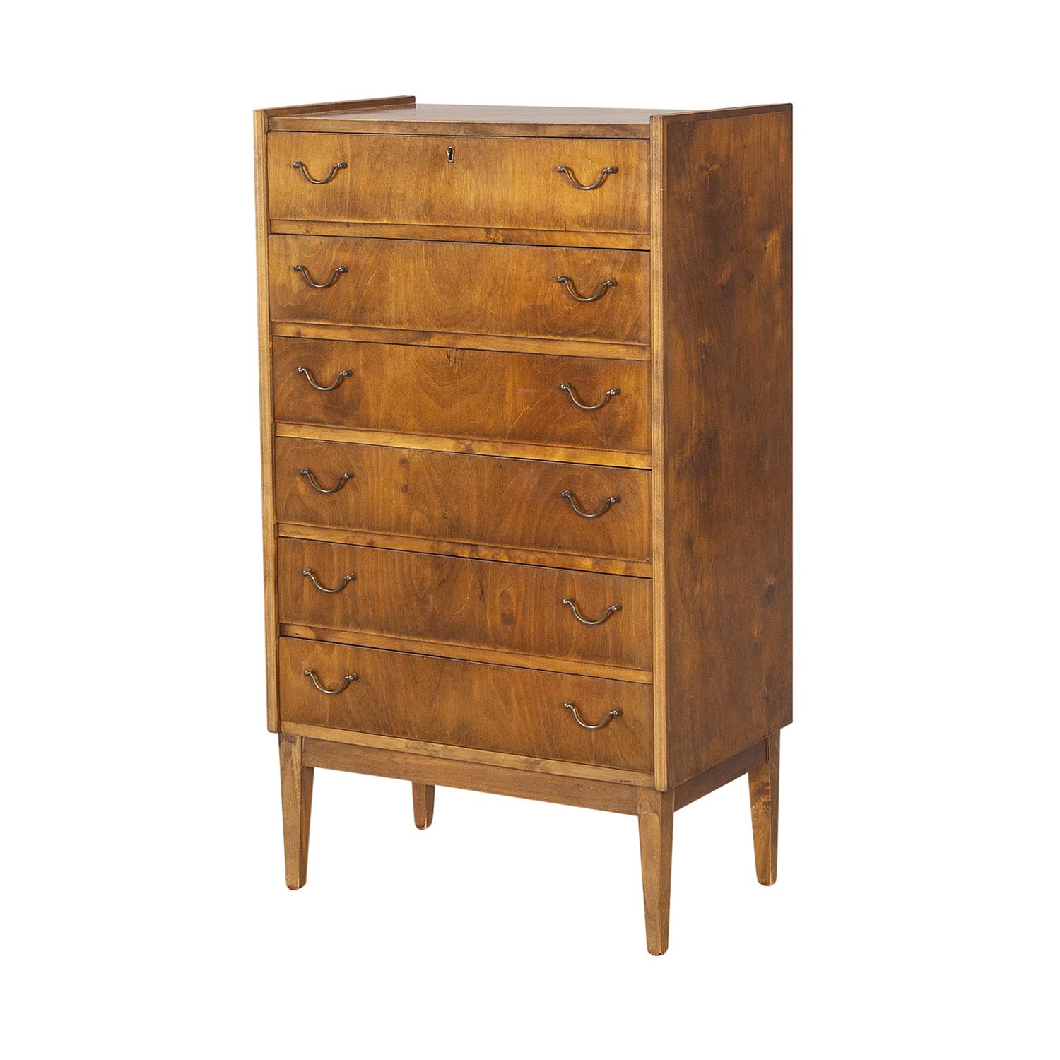 Art Deco 20th Century Swedish Birchwood Semainier Chest - Vintage Scandinavian Cabinet For Sale
