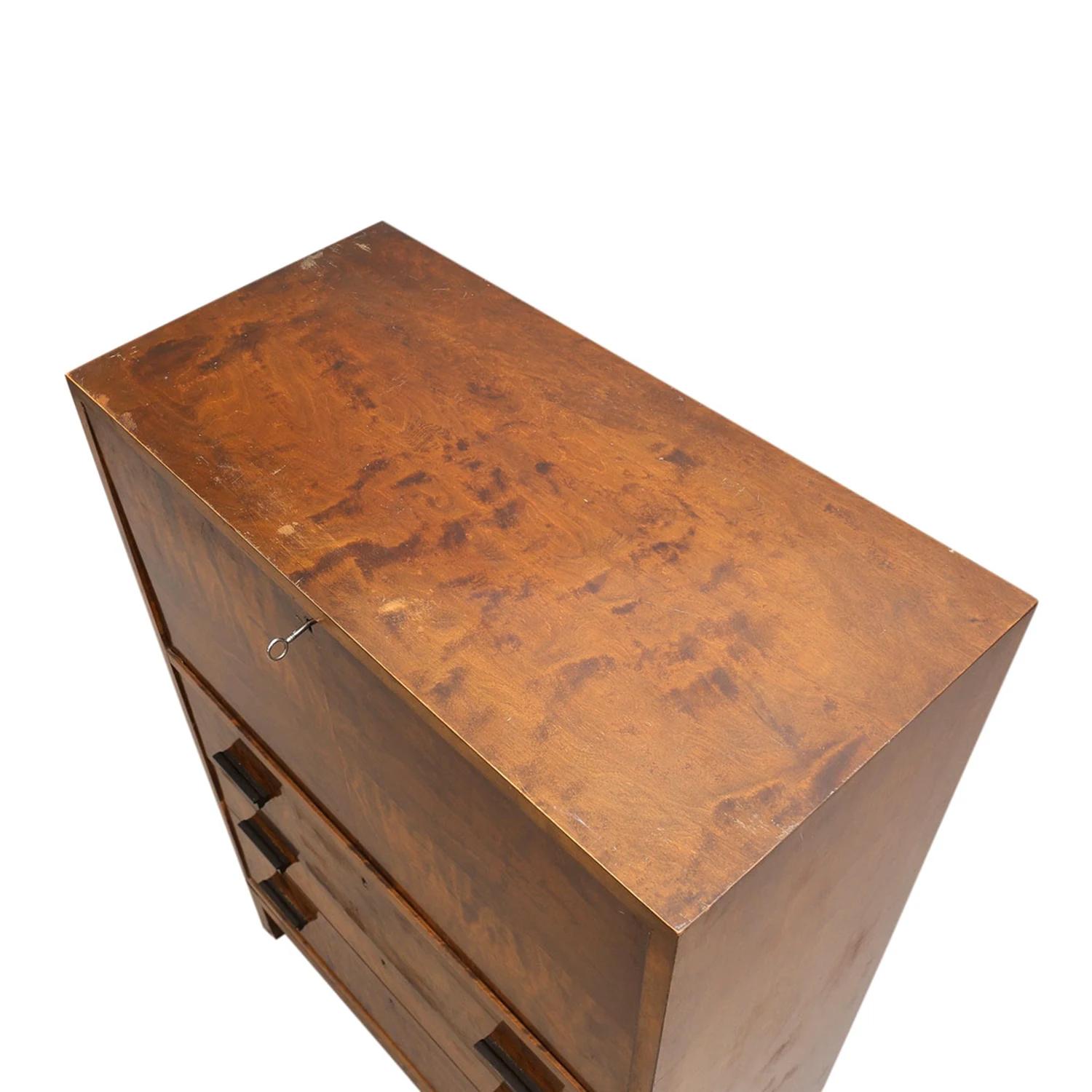 Hand-Carved 20th Century Swedish Birchwood Writing Agency - Chest Attributed to Axel Larsson For Sale