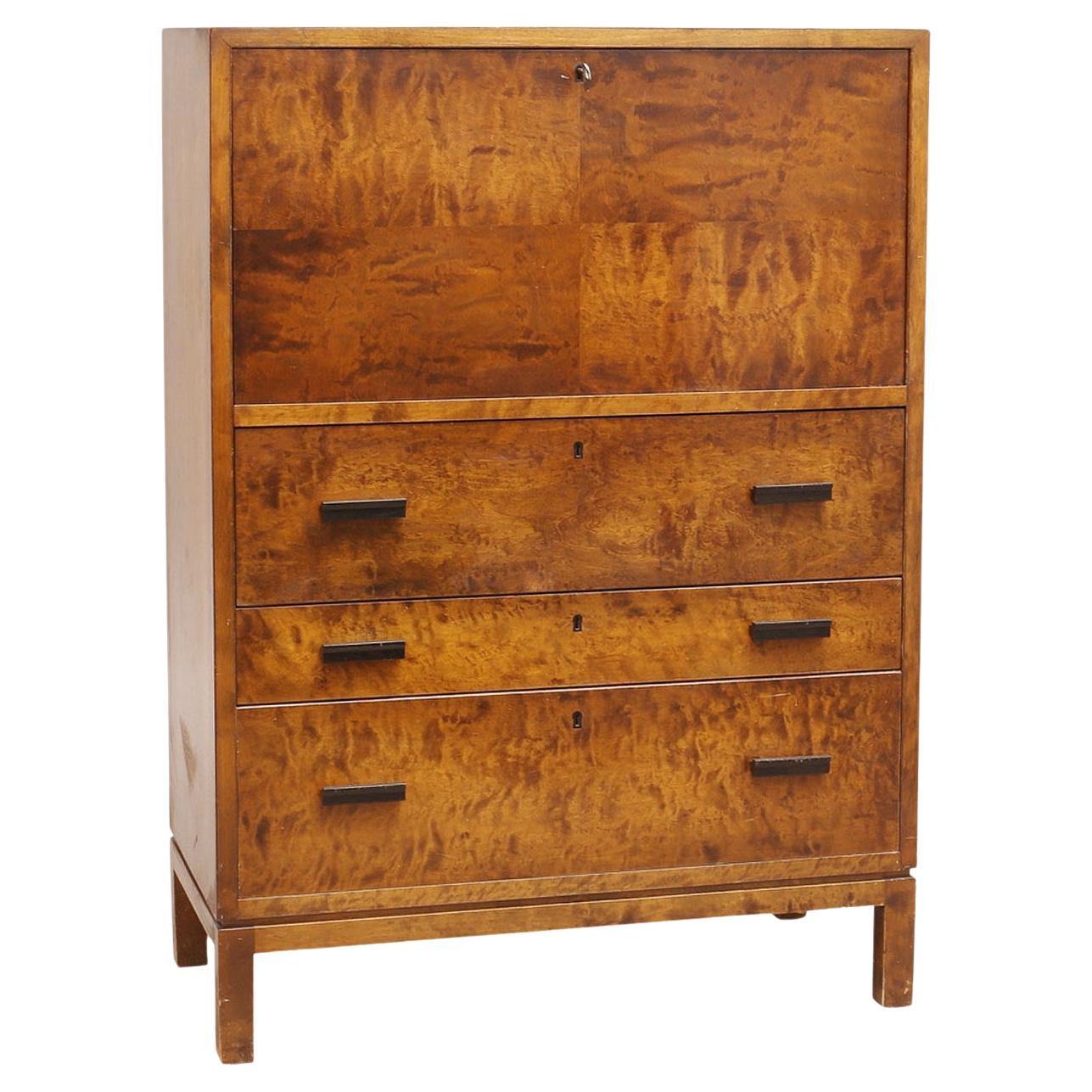 20th Century Swedish Birchwood Writing Agency - Chest Attributed to Axel Larsson For Sale