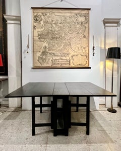 20th Century Swedish Black Painted Folding Gate Leg Dining Table.
