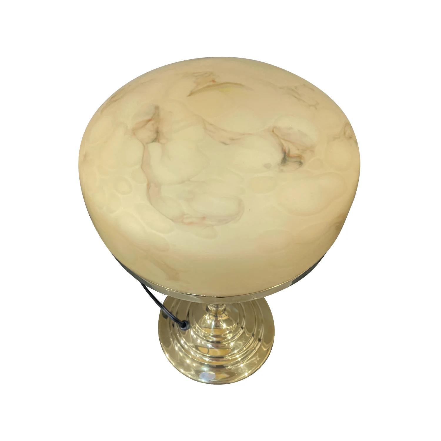 Frosted 20th Century Swedish Brass, Glass Desk Lamp, Strindberg Model Light by Markaryd