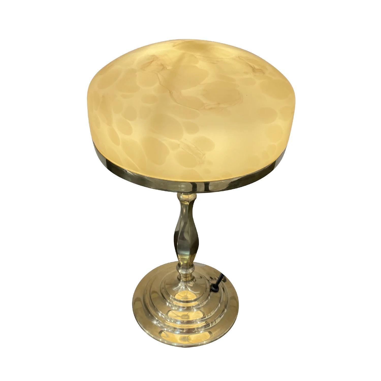 20th Century Swedish Brass, Glass Desk Lamp, Strindberg Model Light by Markaryd In Good Condition In West Palm Beach, FL