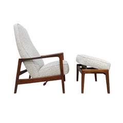 20th Century Swedish Vintage High Back Beech Recliner Set by Folke Ohlsson & Dux