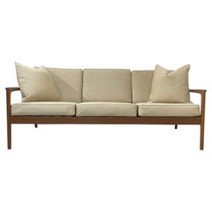 Sofá sueco Dux de tres plazas y teca del siglo XX, Settee vintage de Folke Ohlsson