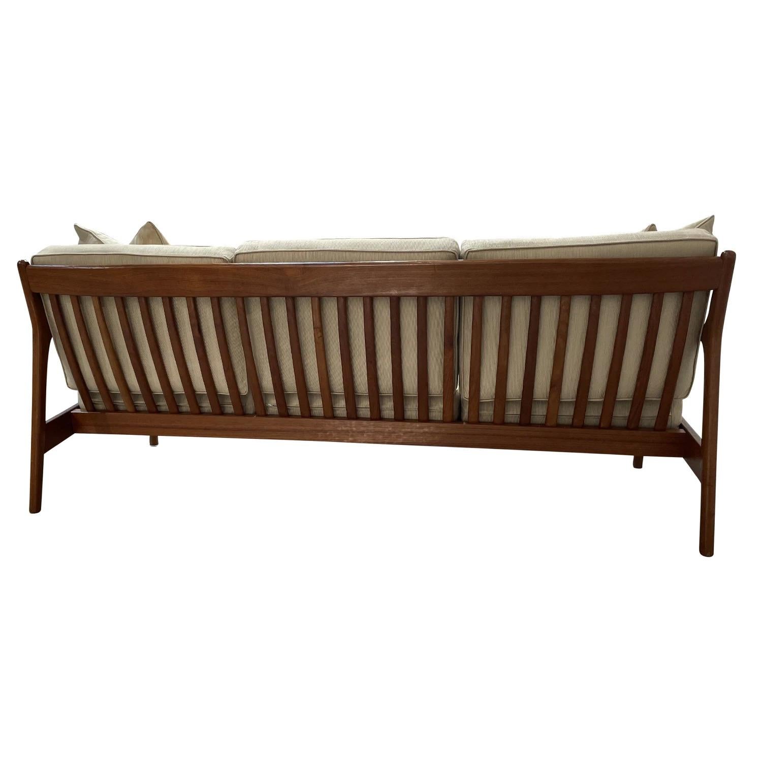 20th Century Swedish Dux Three Seater Teak Sofa, Vintage Settee by Folke Ohlsson For Sale 3