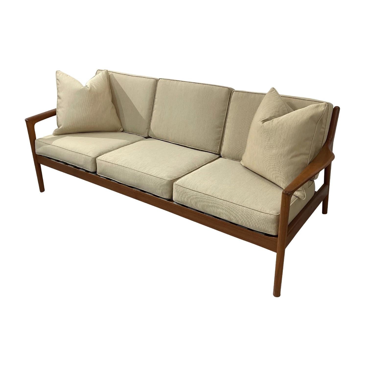 20th Century Swedish Dux Three Seater Teak Sofa, Vintage Settee by Folke Ohlsson For Sale 1