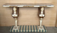 20th Century Swedish Empire Console in Carved, Polychrome and Gilded Wood