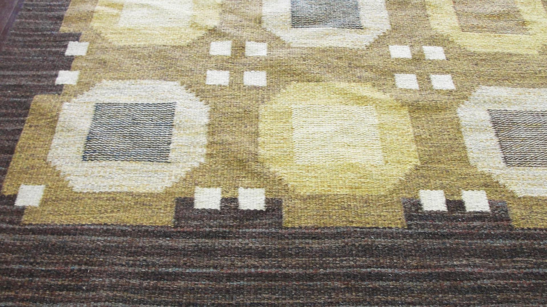 Kilim 20th Century Swedish Flat-Weave Carpet by Agda Osterberg, Free Shipping For Sale