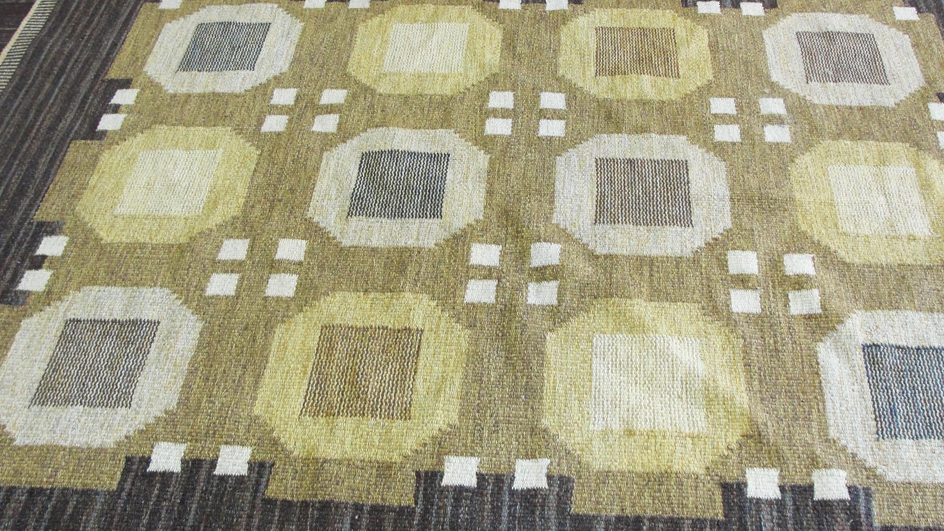 20th Century Swedish Flat-Weave Carpet by Agda Osterberg, Free Shipping For Sale 2