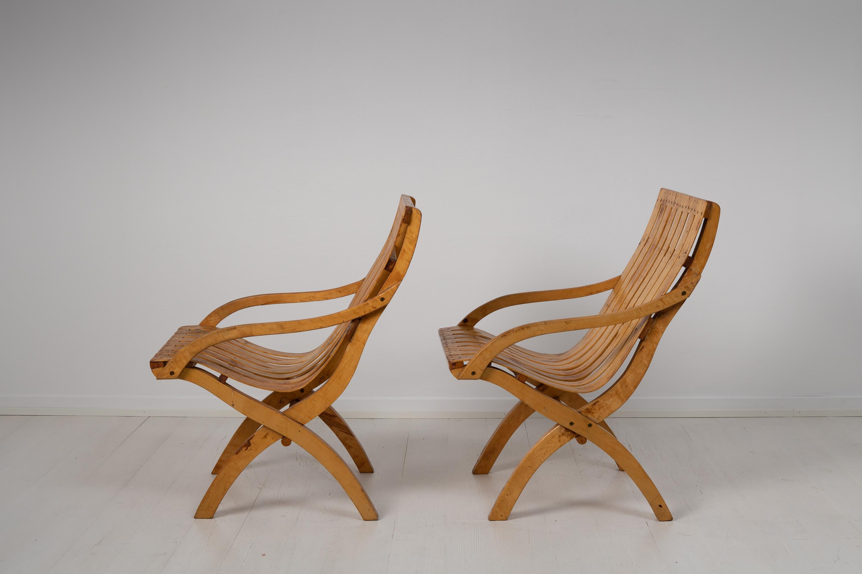 Birch 20th Century Swedish Grace Bare Wood Armchairs For Sale