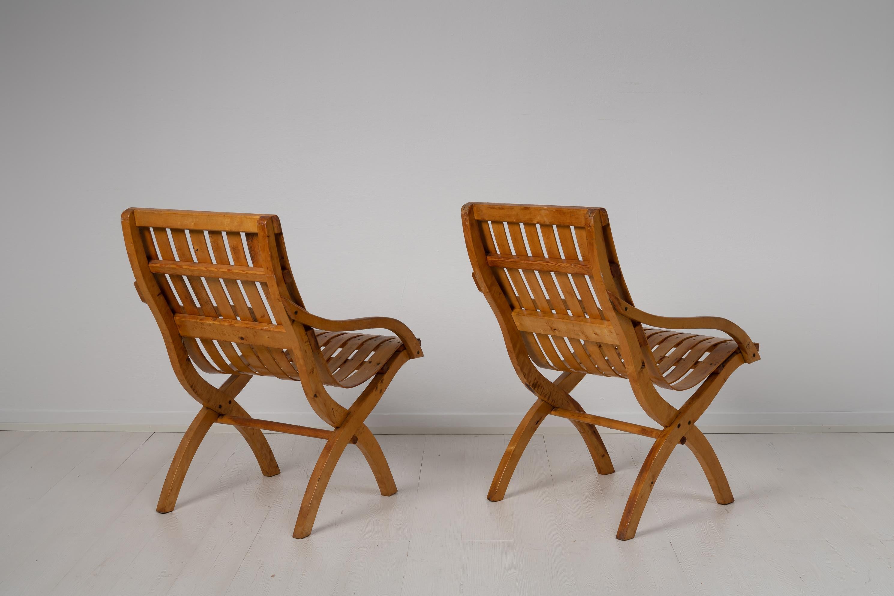 20th Century Swedish Grace Bare Wood Armchairs For Sale 1