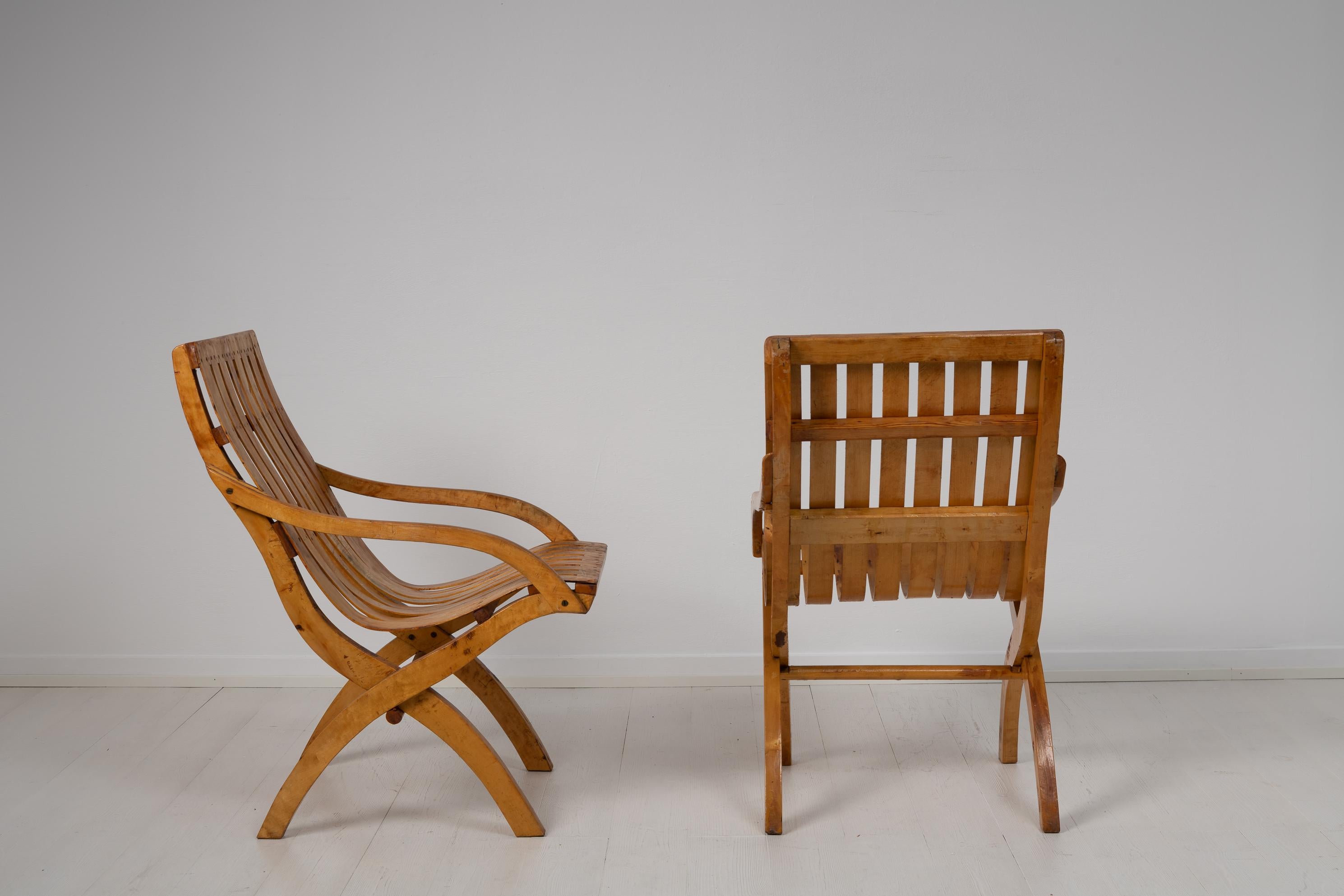 20th Century Swedish Grace Bare Wood Armchairs For Sale 2