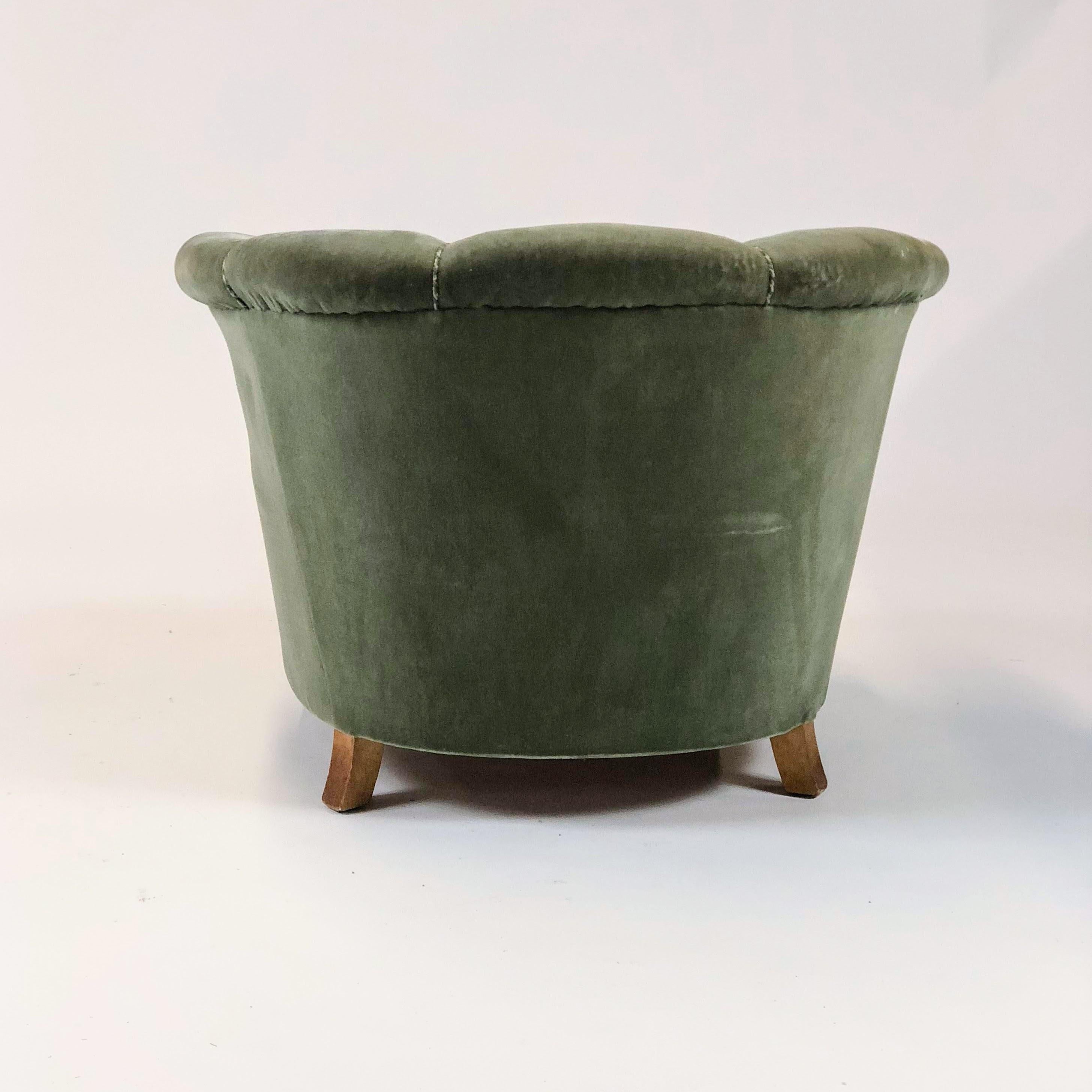 Mid-20th Century 20th Century Swedish Green Velour Lounge Chairs