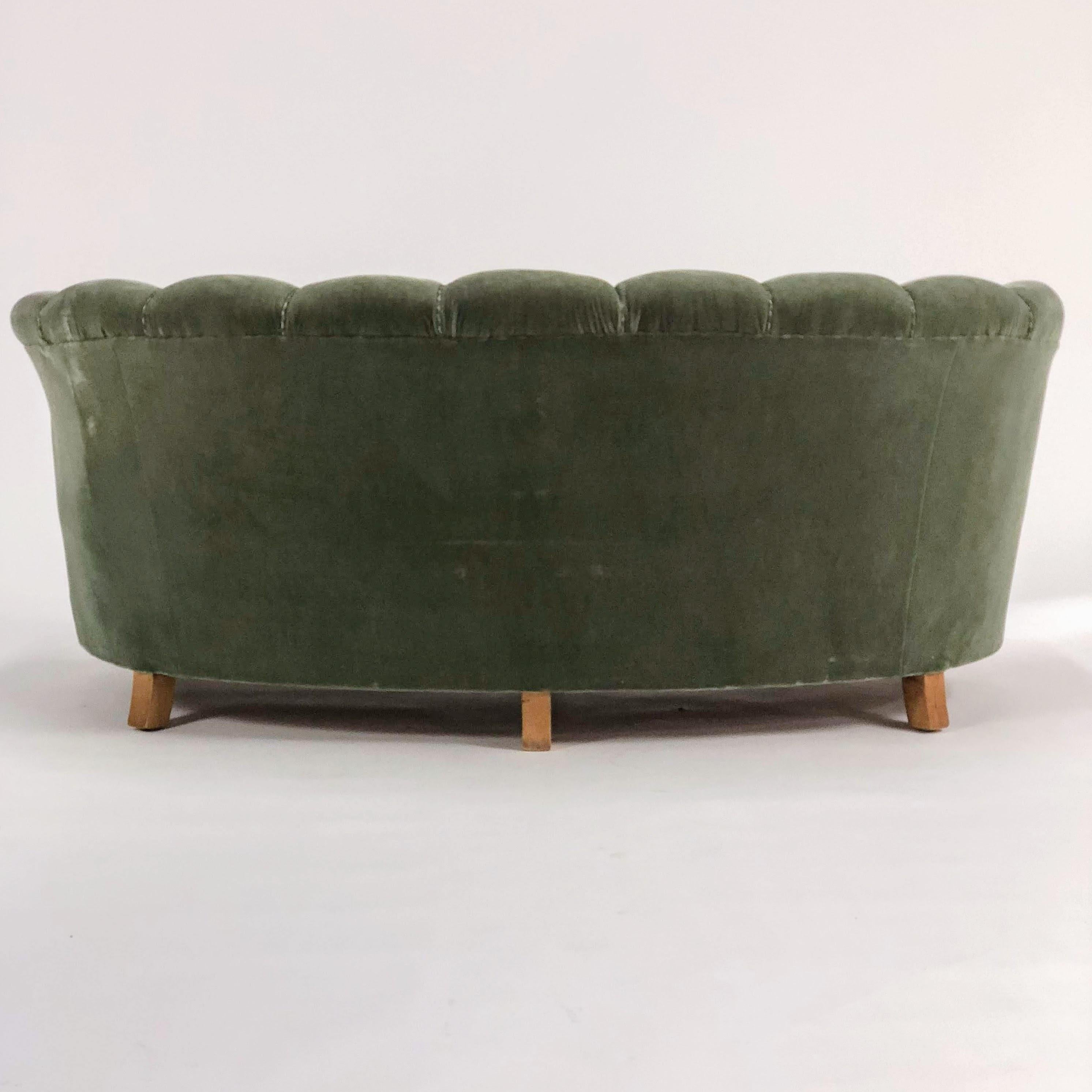 20th Century Swedish Green Velour Sofa In Good Condition In San Francisco, CA