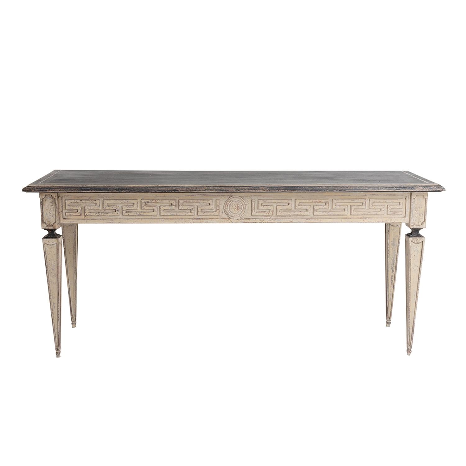 20th Century Swedish Gustavian Pair of Antique Painted Walnut Console Tables In Good Condition For Sale In West Palm Beach, FL