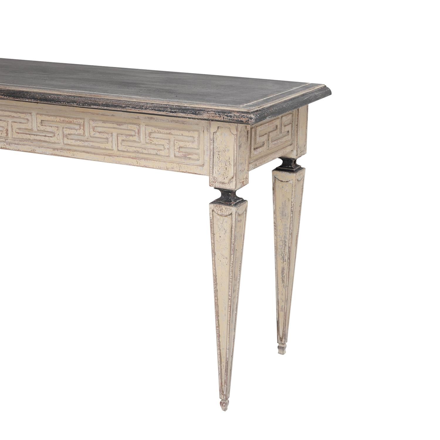 20th Century Swedish Gustavian Pair of Antique Painted Walnut Console Tables For Sale 2