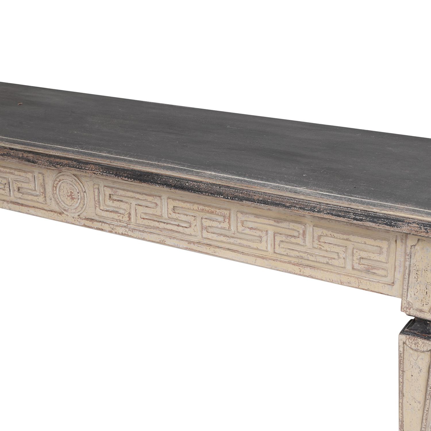20th Century Swedish Gustavian Pair of Antique Painted Walnut Console Tables For Sale 3