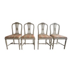 20th Century Swedish Gustavian Pine Dining Room Table Set with Four Side Chairs