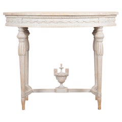 20th Century Swedish Gustavian Style Oval Table with Carved Decorative Detailing