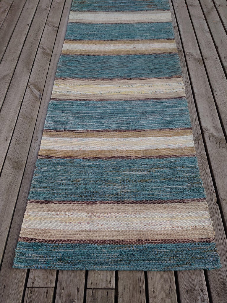 20th Century Swedish Hand Woven Rag Rug For Sale at 1stDibs