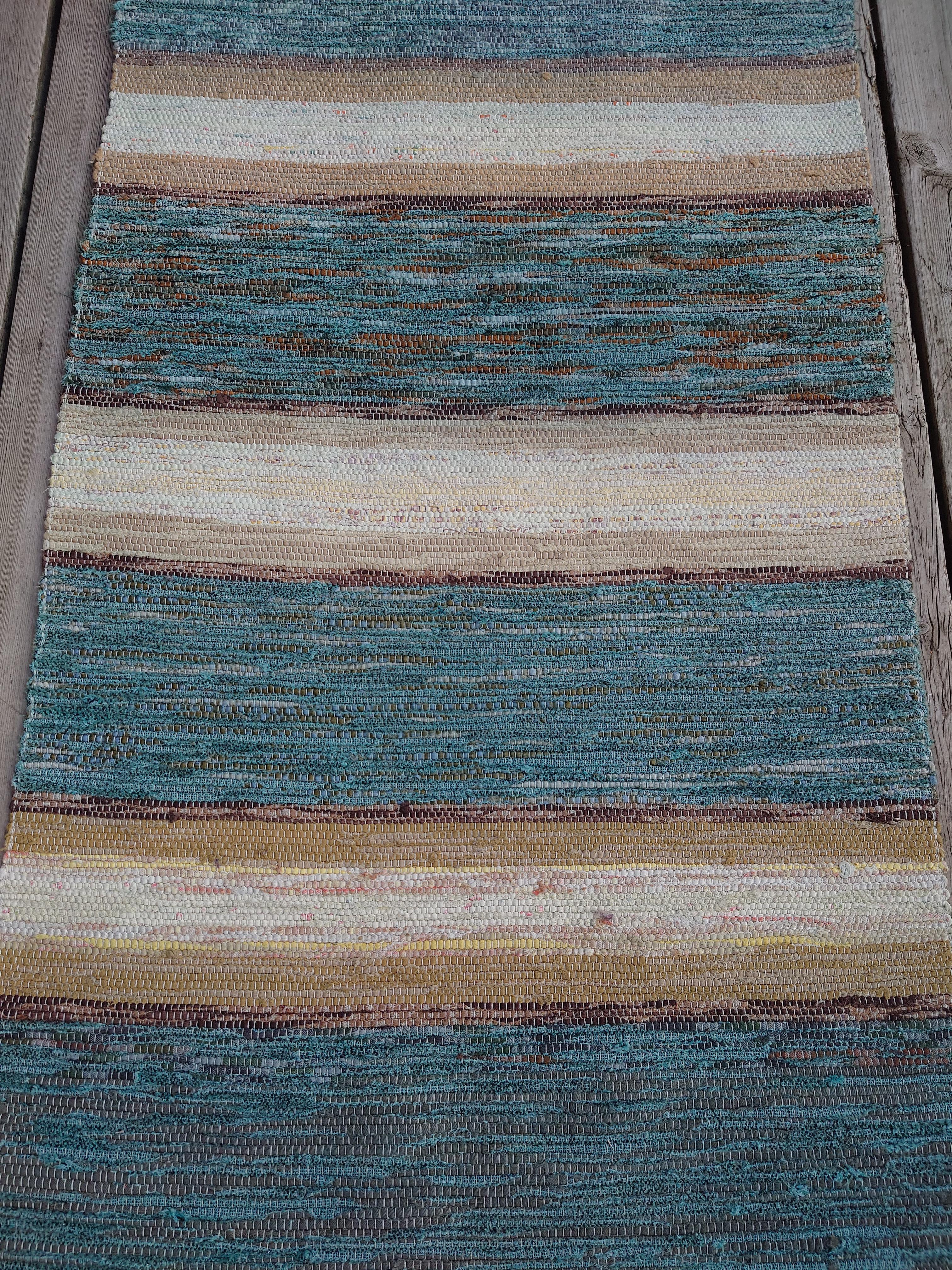 20th Century Swedish Hand Woven Rag Rug In Good Condition In Boden, SE